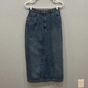 Vintage Marsh Landing Womens Midi Denim Skirt Size 6 Medium Wash 90s Western